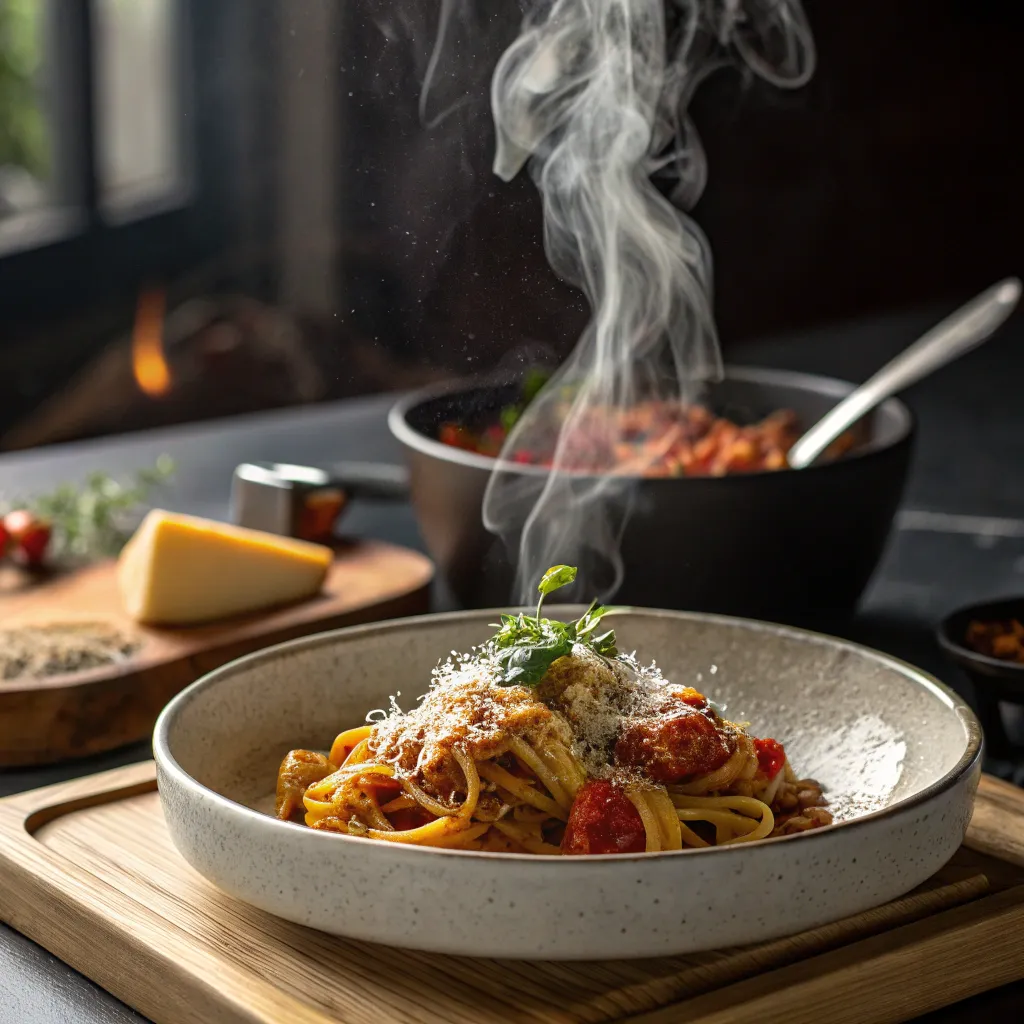 A dish being elegantly steamed